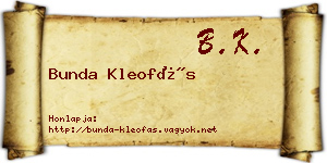 Bunda Kleofás névjegykártya